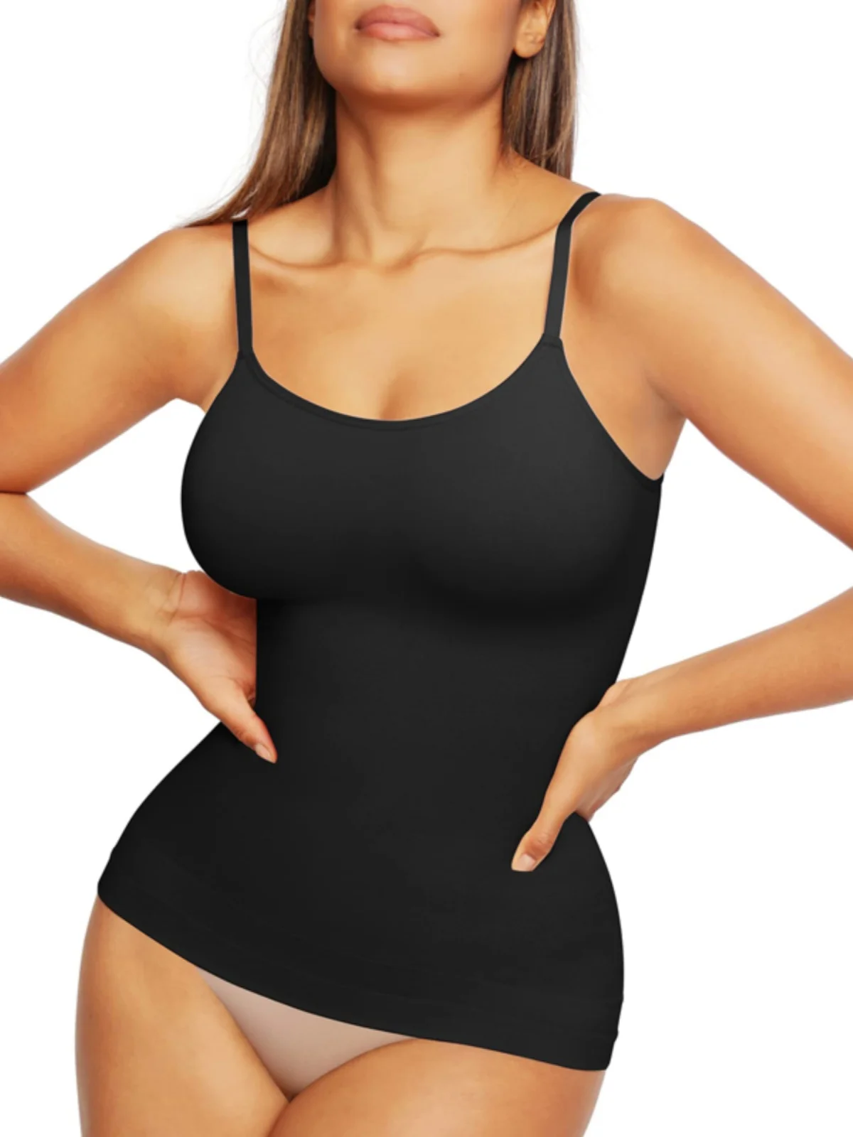 Csole Women's Tummy Control Shapewear Street Style Nylon Tank Top Body Slimming Strap Vest Outerwear Casual Daily Pure Color