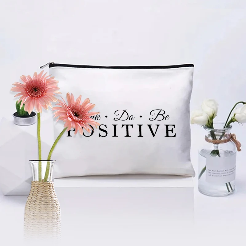 Positive Pattern Cosmetic Case Self-Care Gifts for Women Makeup Bag Inspirational Gifts Pencil Case Toiletry Pouch Wallet