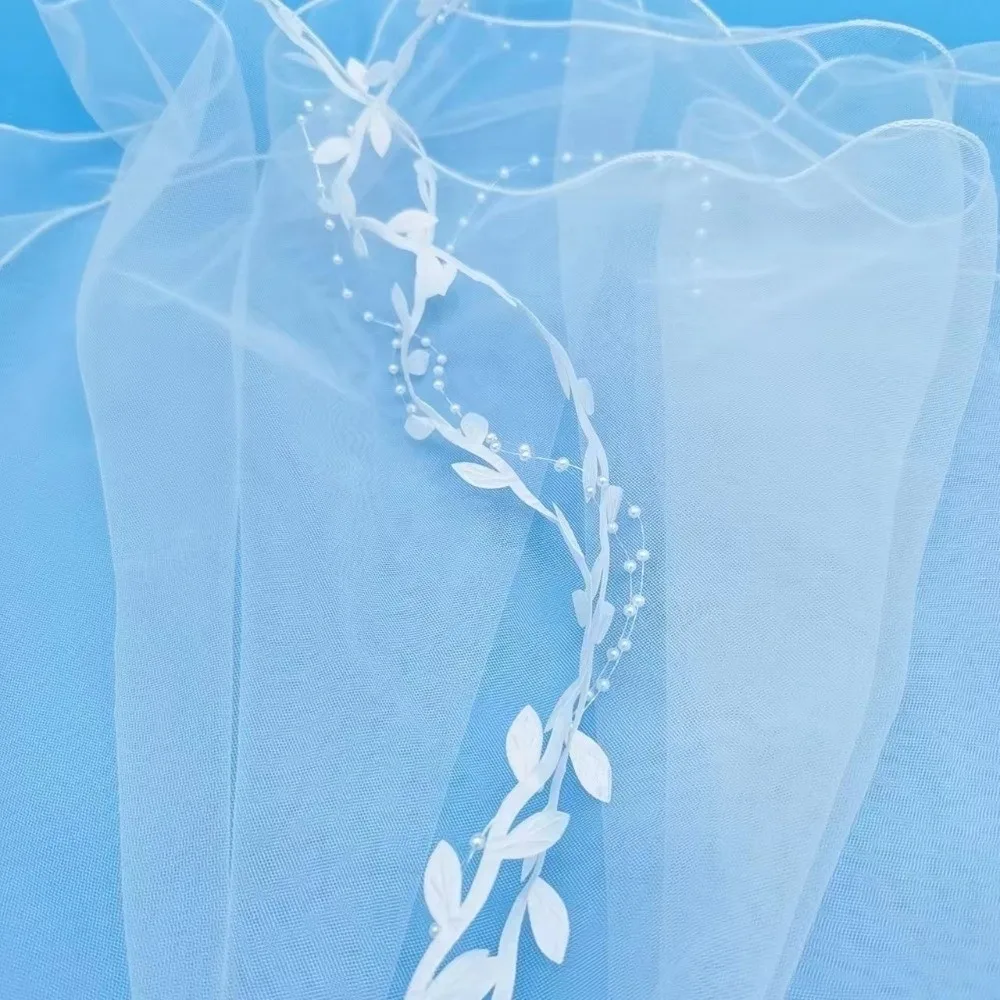 Portable Flowing Bow Veil Hair Hoop Mesh White Girls Head Gauze Hair Comb Polyester Bridal Tulle Birthday Headdress