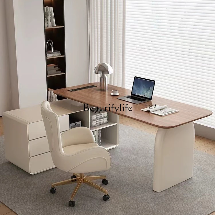 

Retro style cream style desk minimalist modern home solid wood study office consultation table
