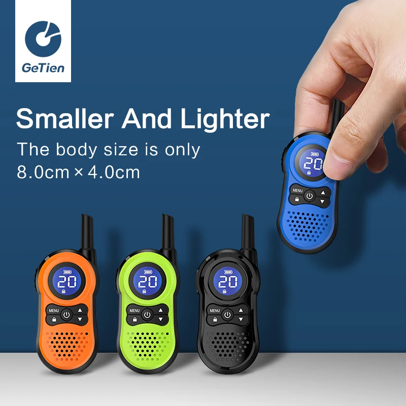 Getien Ultra Mini Portátil Walkie Talkie, Comunicação de Rádio, Transceptor de Rádio em Dois Sentidos Profesional, Transmissor Fino Recarregável