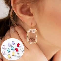 Fashion Transparent Square Resin Pendant Drop Dangle Earrings for Women Geometric Charms Hanging Statement Hook Earrings Jewelry