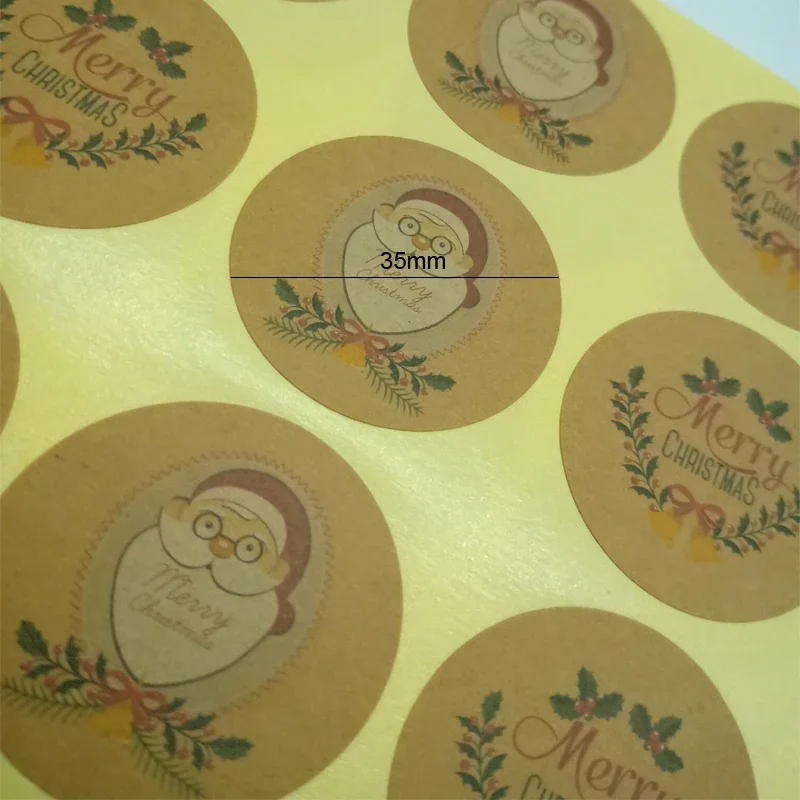 120pcs/lot kraft round "Merry Christmas" theme seal sticker DIY gifts posted baking  package label decorative for Chriatmas
