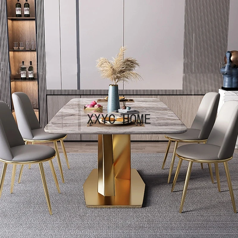 

Modern Golden Dinning Table Luxury Custom Hotel Marble Creative Indoor Design Minimalist Esstisch Rund Kitchen Furniture