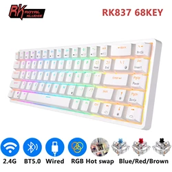 RK Royal Kludge RK837 Russian Mechanical Keyboard 68 Keys 65% RGB Backlit Hot-swappable 2.4G Wireless Bluetooth Gaming Keyboards