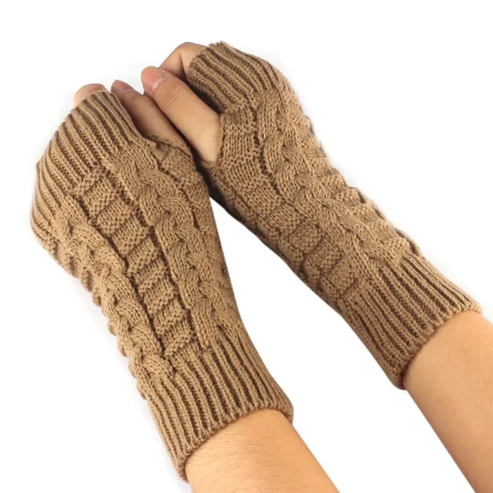 Knitted Long Sleeve Fingerless Gloves Winter Warm Wool Finger Free Gloves Harf Finger Outdoor Cycling Glove for Women Men Unisex