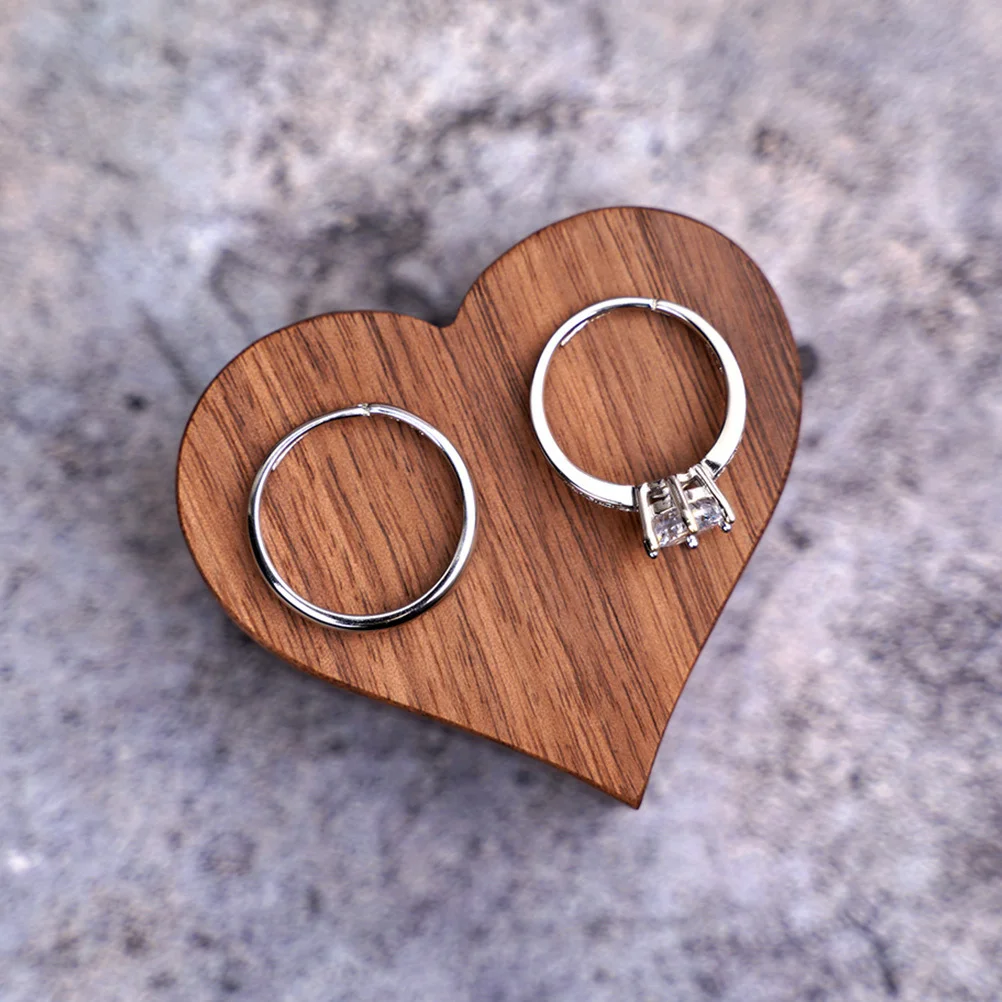 

1pc Mini Solid Proposal Organizer Display Heart-Shaped Wooden Wedding Container Wedding Party Ring Box Ring Holder Box