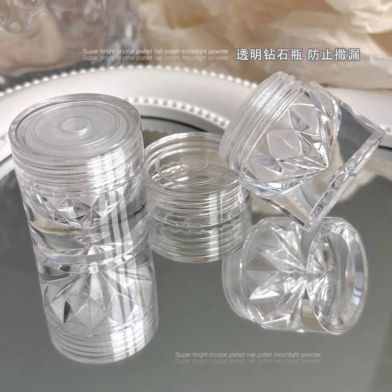 YZ Biały Chromowany Proszek do Paznokci Super Błyszczący Przezroczysty Efekt Lustra Gładki Perłowy Brokat Pigment Biały Lodowy Transparentny Proszek Księżycowy