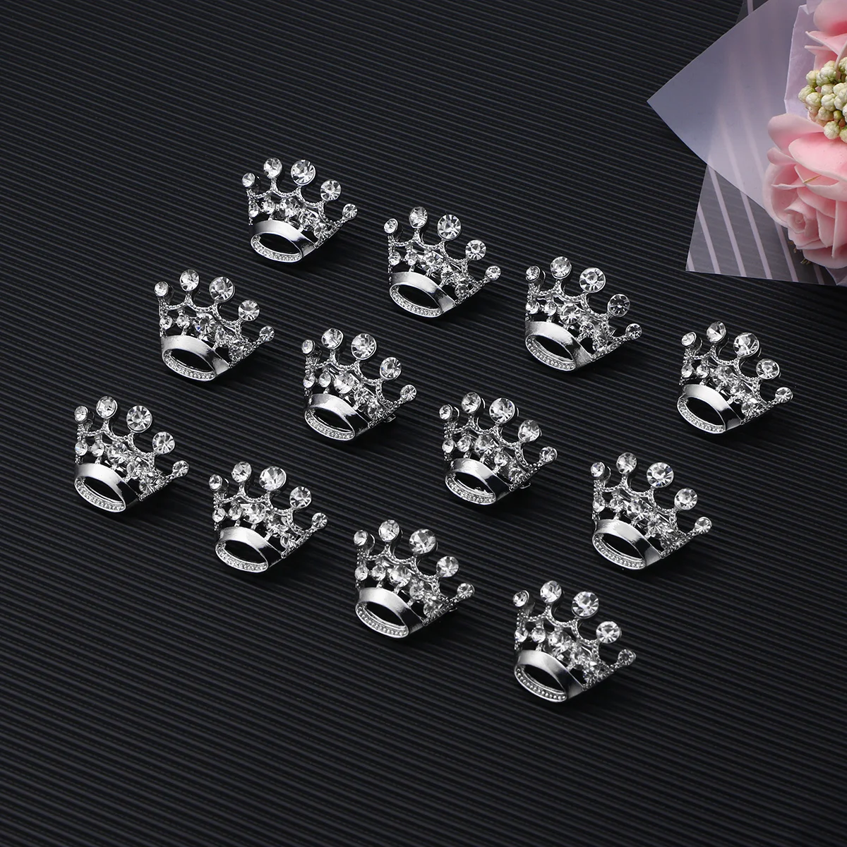 12 Pcs Bulk Mini Crown Brooch Sterling Silver Earrings for Women Pin Decorations Wedding Party