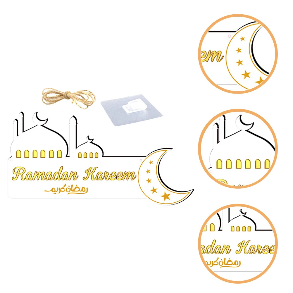 

Wooden Eid Mubarak Hanging Plaque Unique Ramadan Hanging Decoration Front Door Pendant Eid Ramadan Party Ornament