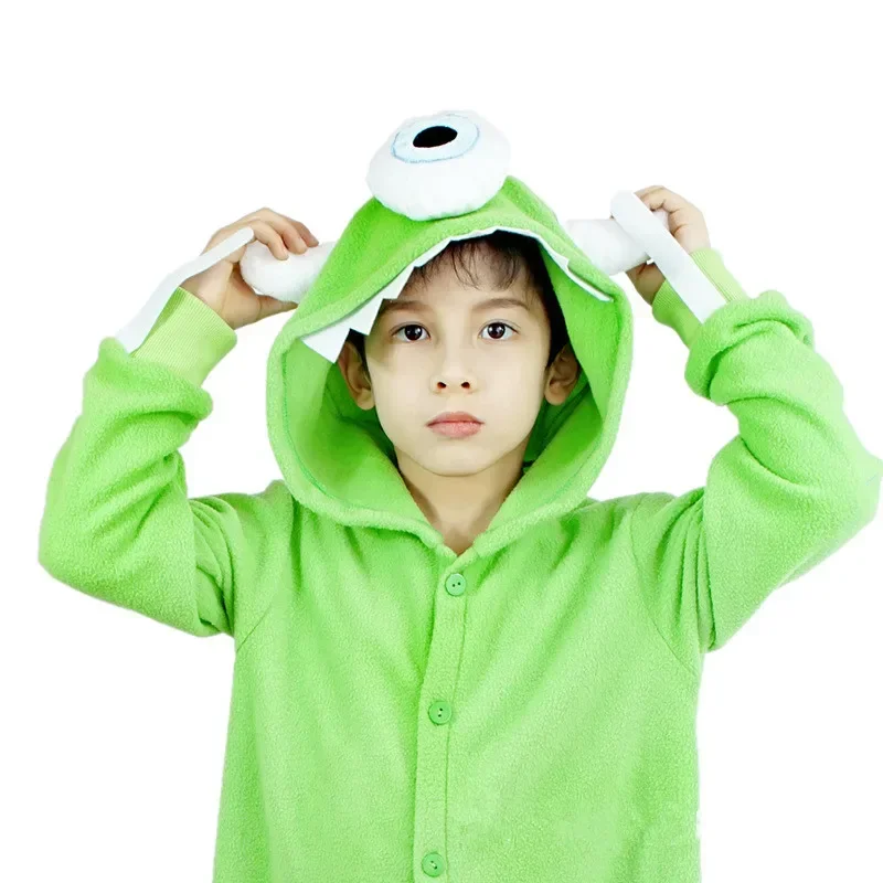 Kids Boys Monsters University Mike Wazowski Halloween Costume Funny Cute Homewear Monster Animal Jumpsuit Cosplay Kigurumis