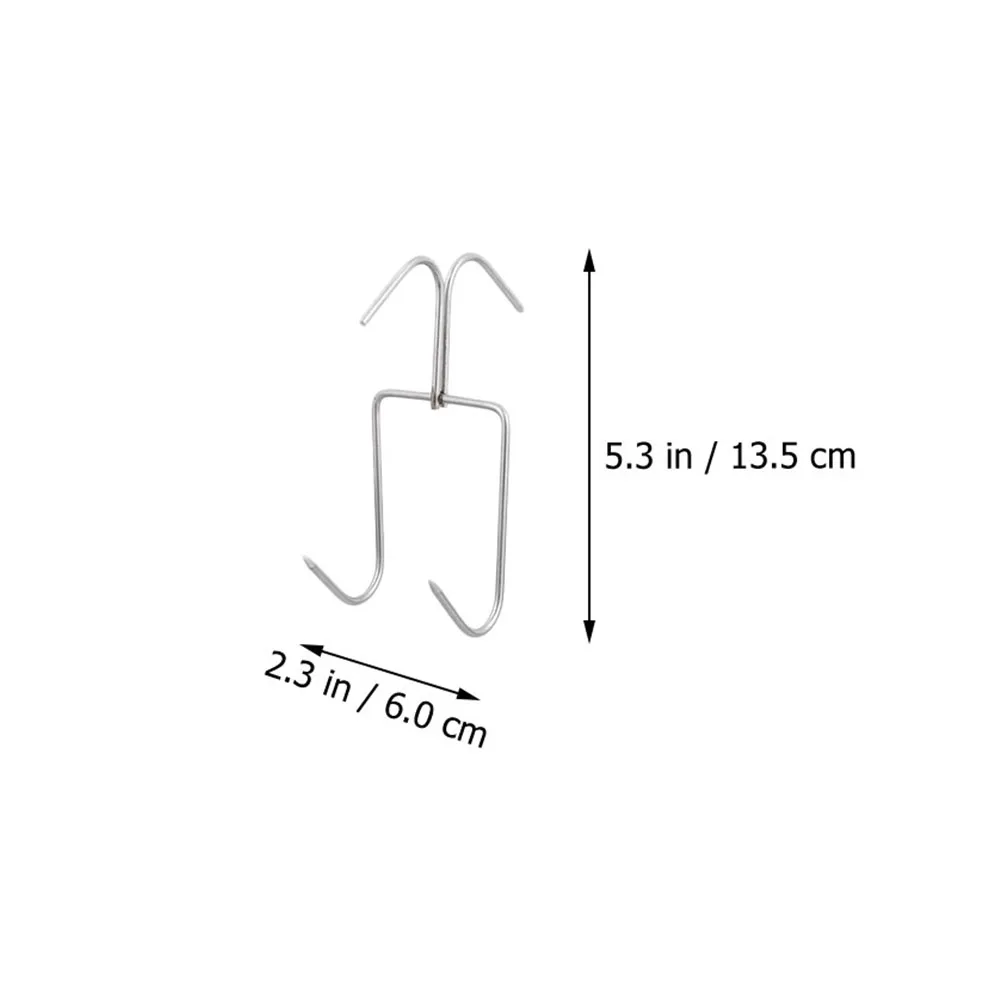 

2pcs Stainless Steel Meat Double Hangers For Bacon Roast Chicken Bbq Kitchen Hanging Hooks Sausage Hanger Ham Fish