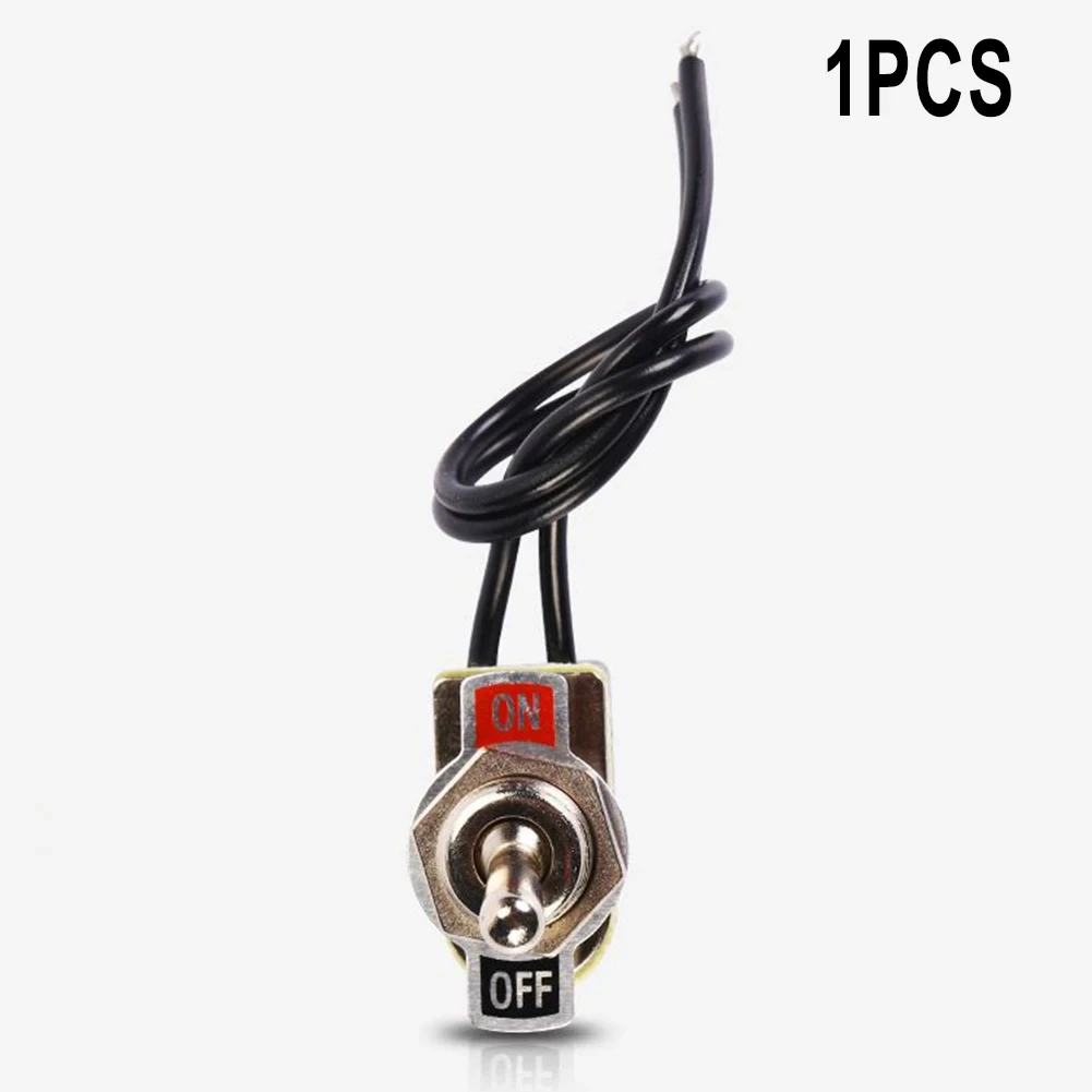 Interrupteur à bascule SPST 6A, interrupteur à bascule avec contacts SPST, interrupteur à bascule avec fil, découpe de 12 mm, 1 pièce, 6A/125V, noir + argent