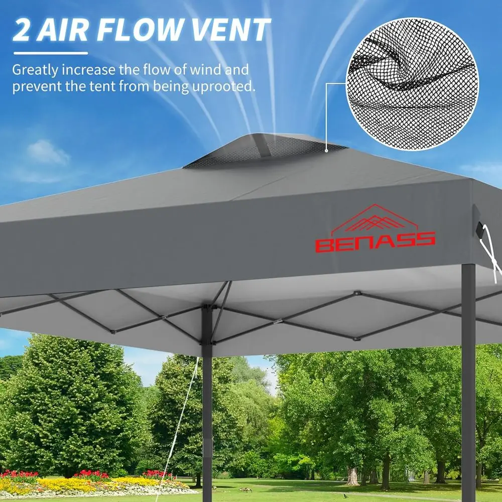 خيمة مظلة سريعة الإعداد بطول 8 أقدام × 8 أقدام، مأوى للحفلات متين، سهلة التجميع للمناسبات، رمادي فاتح