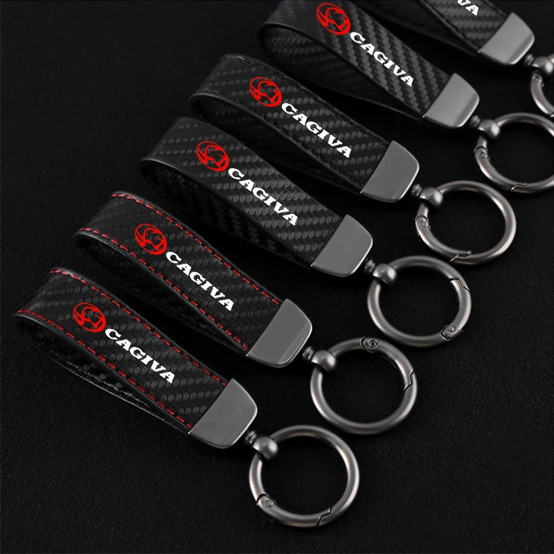 New carbon fiber Leather motorcycle KeyChain Horseshoe Buckle Jewelry for MAXI SET CAGIVA Motorcycle