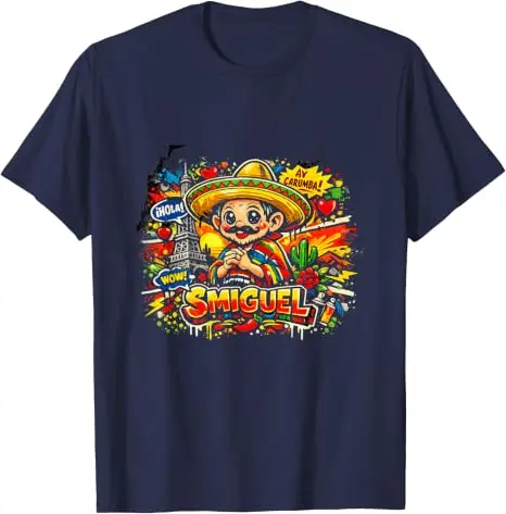 Smiguel Mexikanisches Sombrero T-Shirt Y2k Humor Lebendige Kunst Lustiges Mexikanisches Kultur-Mashup T-Shirt Niedliche Festival-Partykleidung Neuartiges Geschenk – Detail 10