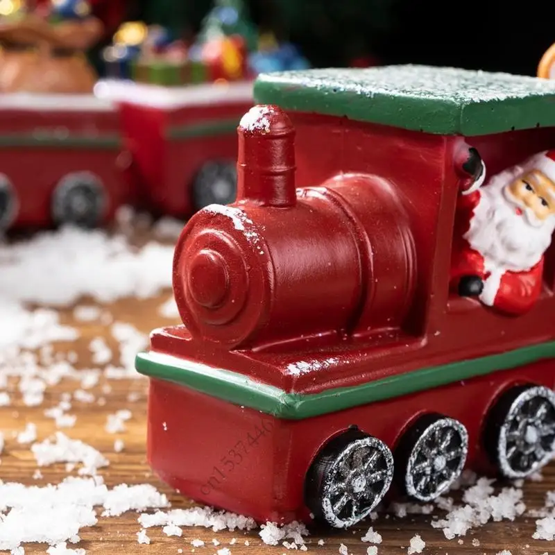 راتنج عيد الميلاد قطار زخرفة سانتا شخصية هدايا الشتاء ميزات مصنوعة يدويًا على رف المكتب المنزلي زخرفة P9YB #5