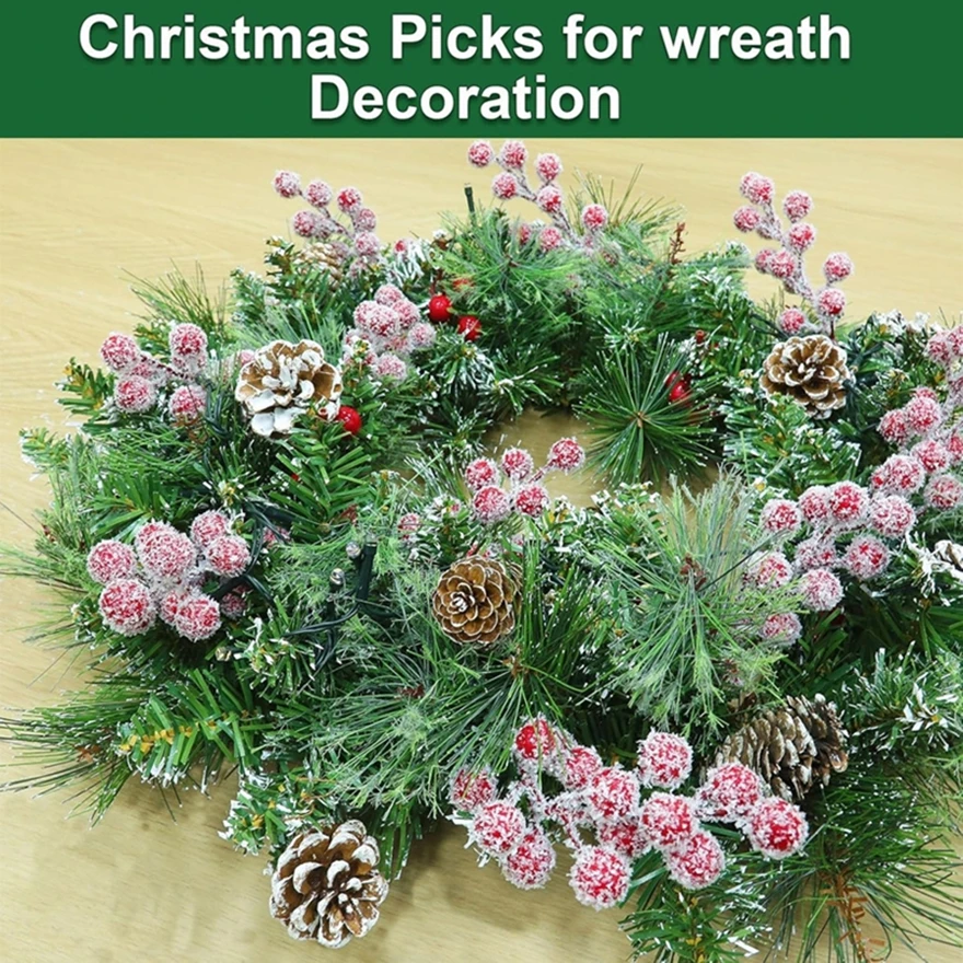 

10Pcs Artificial Plants Holly Little Red Fruits Christmas Tree Home Room Table New Year Decor Wedding Endearing Desktop Decor