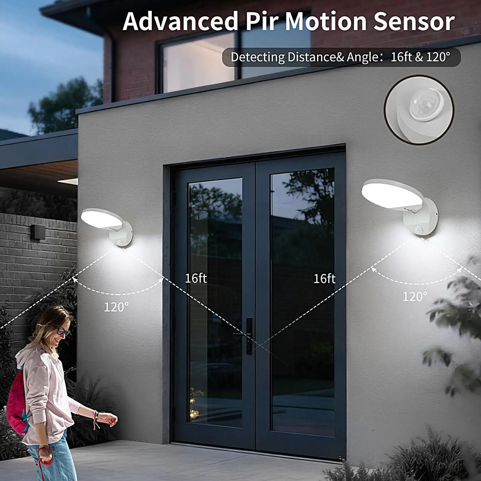 

Настенный светильник с датчиком движения, современный круглый, с регулируемым углом наклона, для улицы, патио, гаража, входной группы