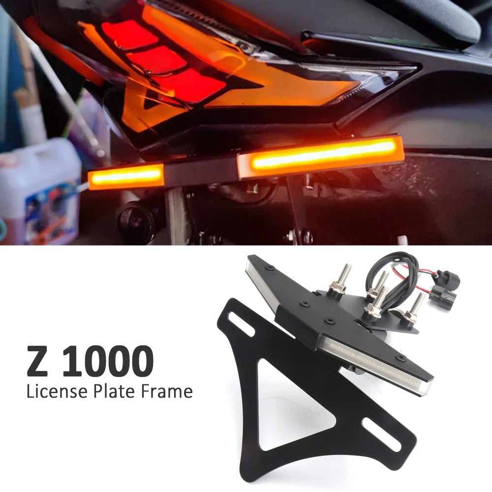 

For KAWASAKI Z1000 z1000 Z 1000 2018-2023 Motorcycle Accessories LED Lighting Turn Signal Bracket Rear License Plate Holder