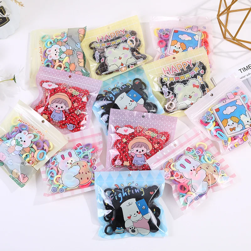 100PCS/Set Colorful Basic Ealstic Hairbands Hair Ties for Girls Ponytail Hold Scrunchie Rubber Band Kid Fashion Hair Accessories