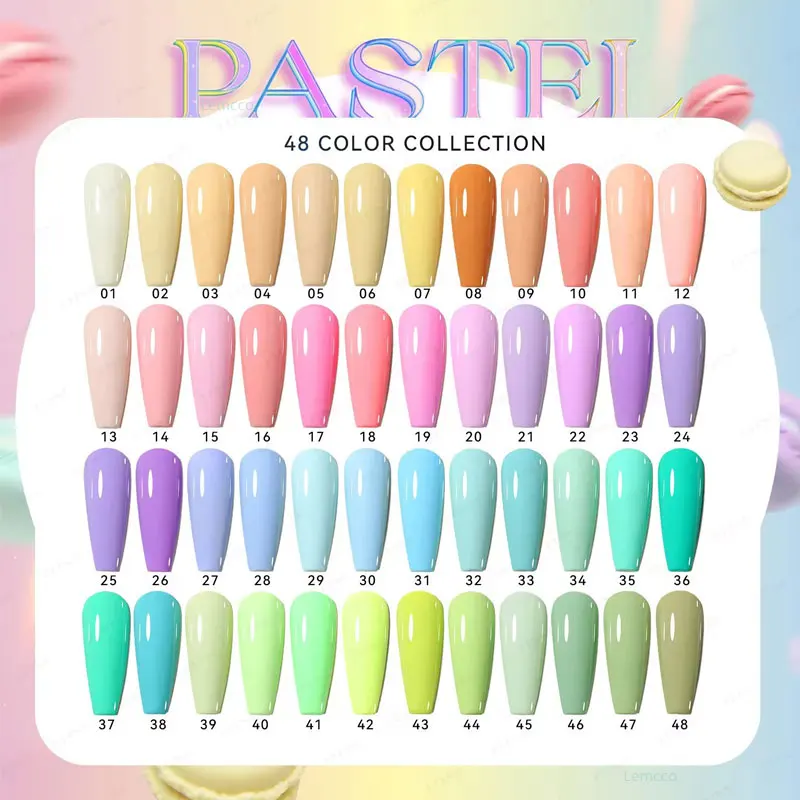 JTING New Arrival Popular Summer Collection Pastel 48 Color Nail Gel Polish Set With Free Display Book Soak Off UV Led Gel 15ml