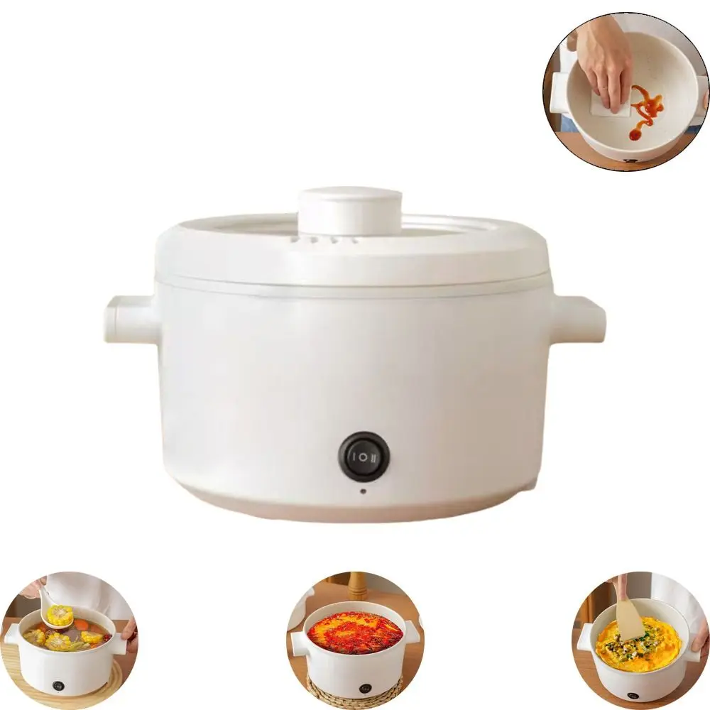 

Multi Purpose 1-2L Electric Cooker Non Stick with Steamer Electric Hot Pot Quick Heating with Lid Electric Frying Pan Household