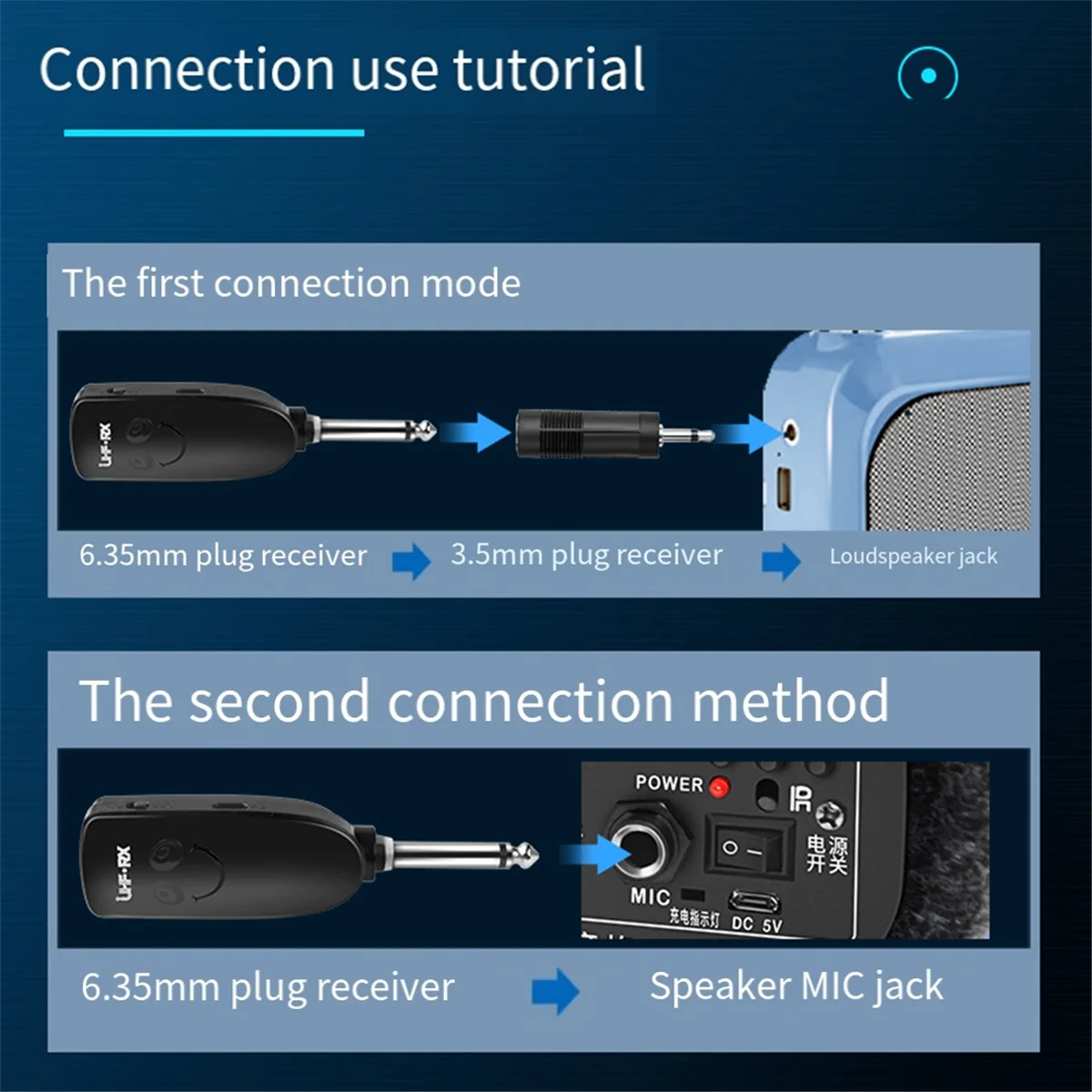 

UHF Wireless Instruments Saxophone Microphone Wireless Receiver Transmitter 50M Range Plug and Play Great for Saxophone