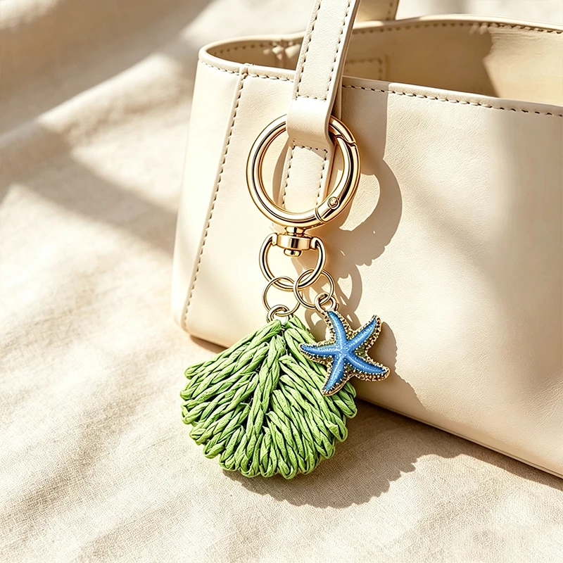 Finished Handmade Crochet Summer Beach Shells Starfish Accessories For Gift Decor Bag Pendant Charm Keyrings