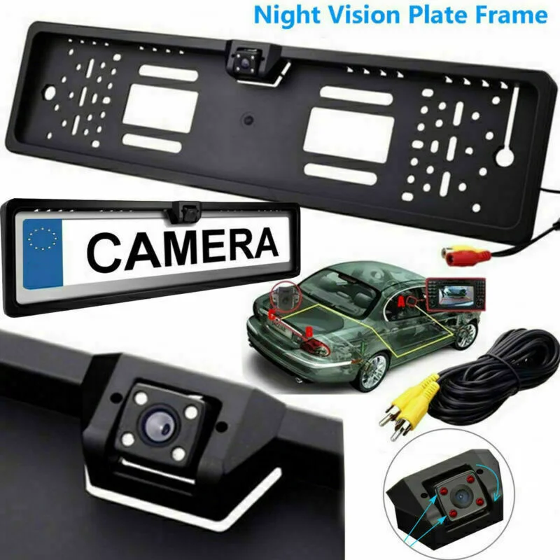 Car Rear View Camera EU European License Plate Frame Waterproof Night Vision Reverse Backup Camera  8 LED light