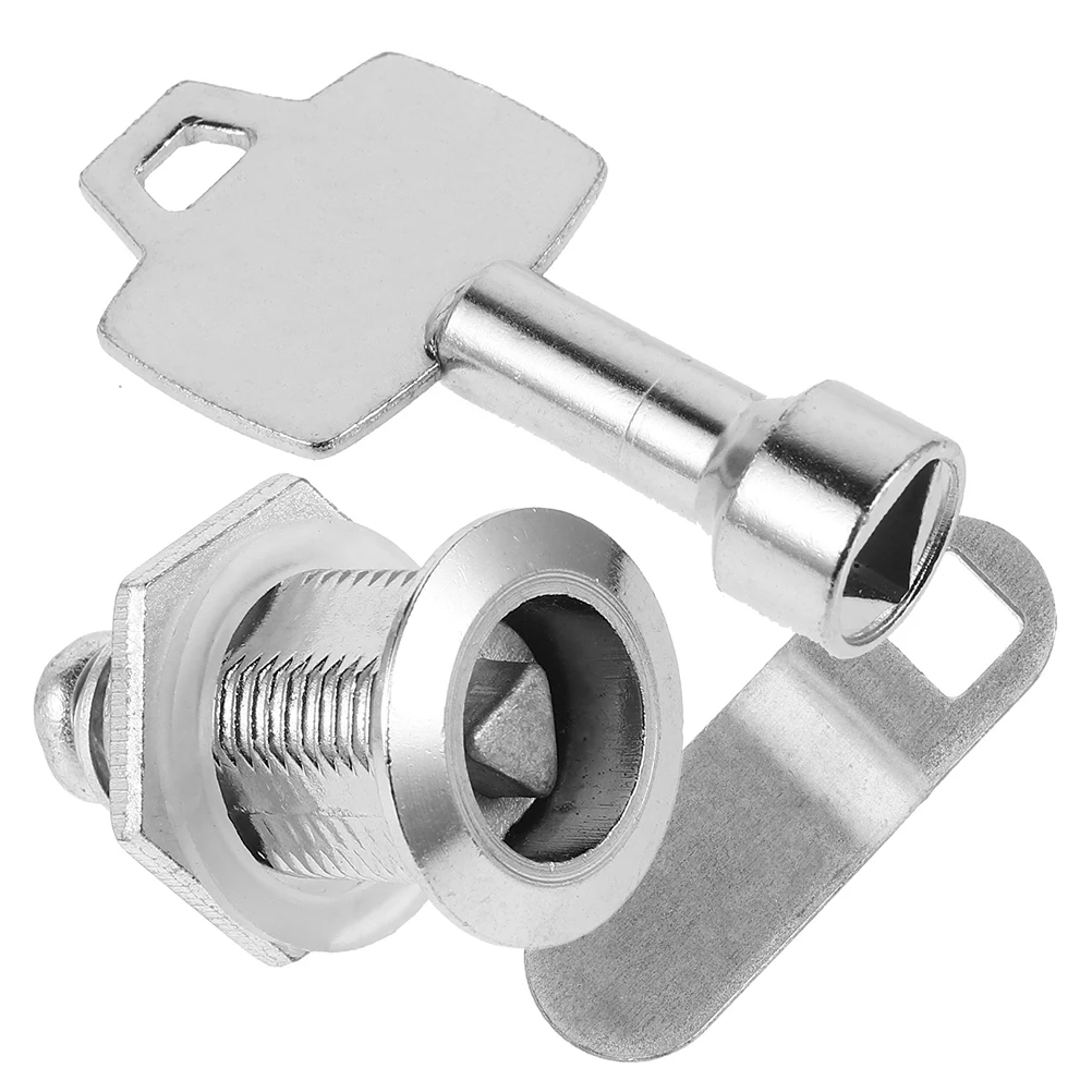

3Pcs Reliable Iron Garbage Can Lid Lock Triangular Security Key Waste Bin Secure Tool Outdoor Trashcan Supplies Lock