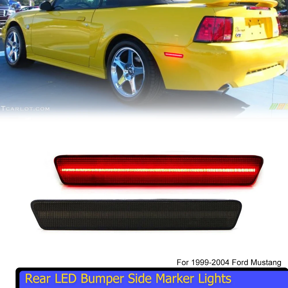 

2Pcs Smoked/red Lens Rear LED Bumper Side Marker Lights For 1999-2004 Ford Mustang