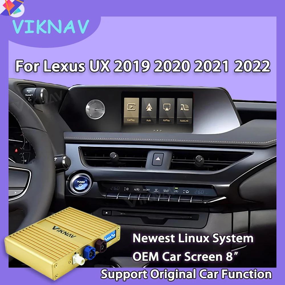 VIKNAV Linux Decoder Box For Original Car 8 Inch Lexus UX 2019 2020 2021 2022 Navigation Linux Interface Multimedia Player