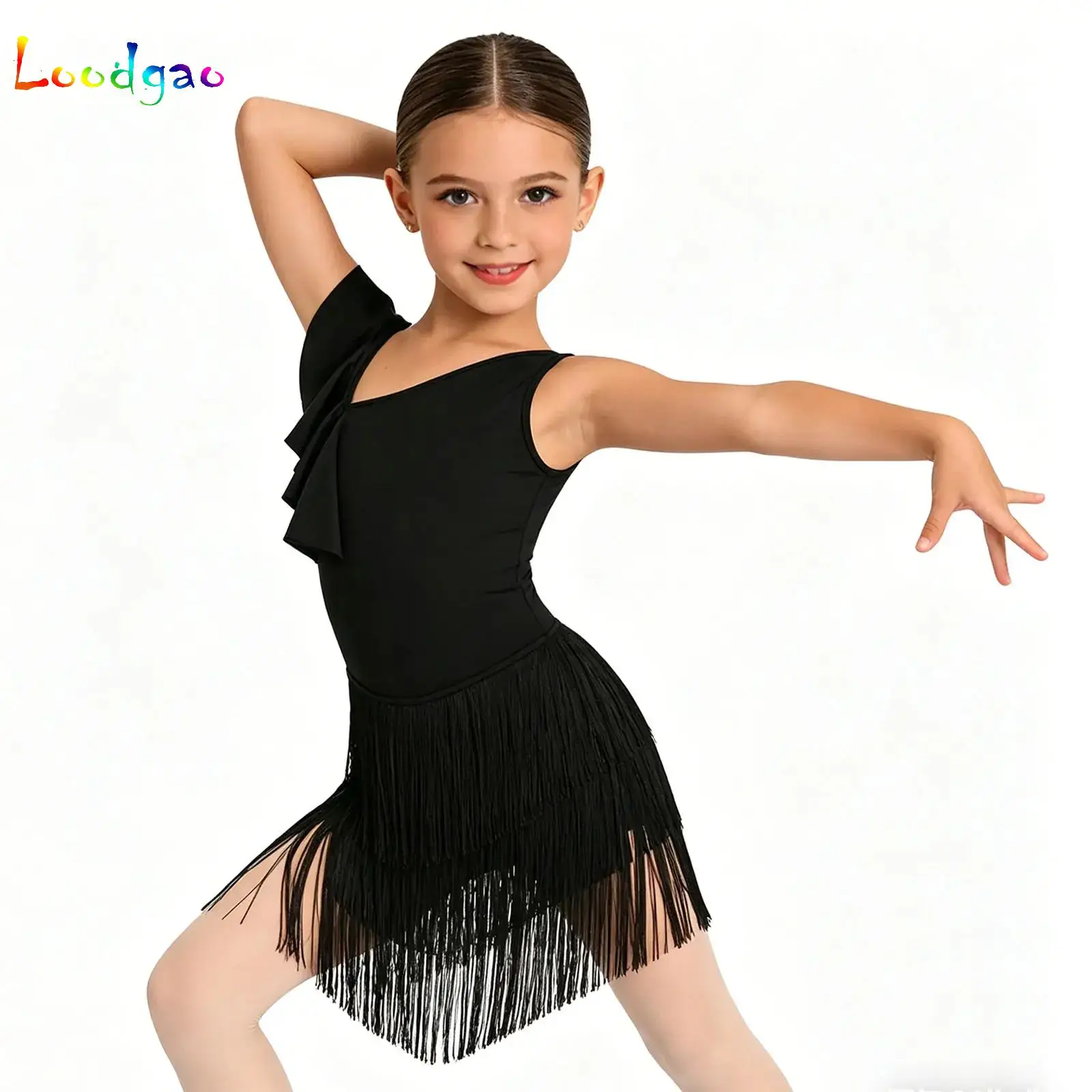 Kids Cha Cha Rumba Salsa Tango Latin Dance Dress Girls Samba Fringe Dress Child Standard Competition Ballroom Dance Dresses