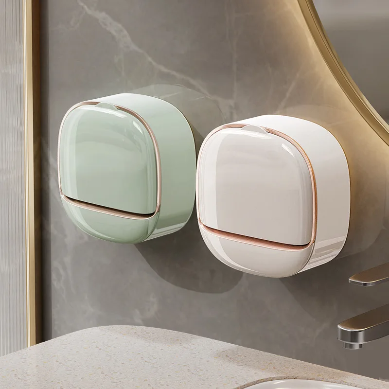 1 Piece Soap Box Free Punching Soap Box Wall-mounted Household High-grade Drain Water Storage Bathroom Soap Shelf  Waterproof