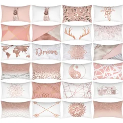 30x50CM Nordic Geometric Lumbar Pillows Case Rose Gold Pink Waist Cushion Cover Sofa Couch Decorative Throw Pillows Home Decor