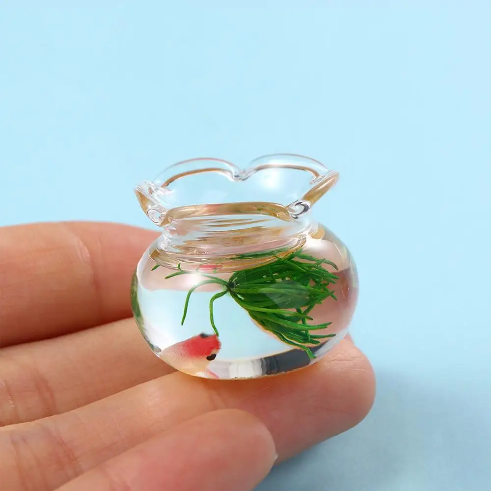 Jouet maison de poupée décalcomanies meubles accessoires verre aquarium modèle Miniature bol à poisson Miniature aquarium maison de poupée Miniature