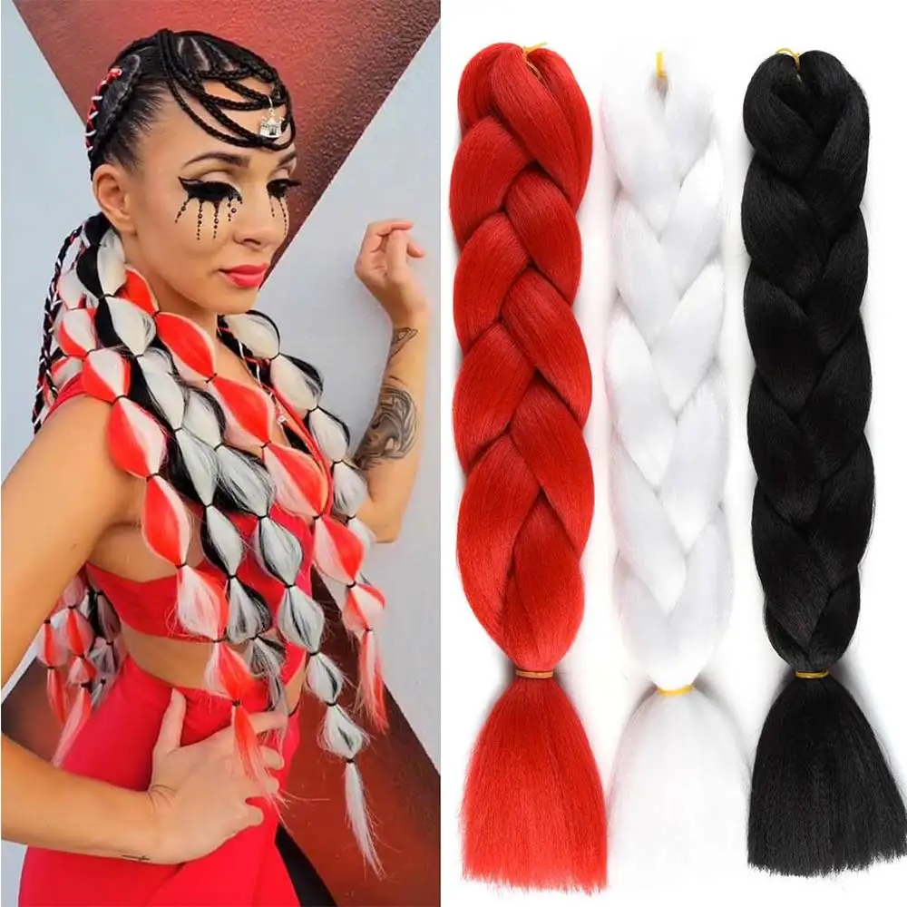 Lihui Synthetische Vlechthaar Voorgespannen Jumbo Vlecht Hair Extensions 24 Inch Kanekalon Haar Voor Afrikaanse Vlechten 100G