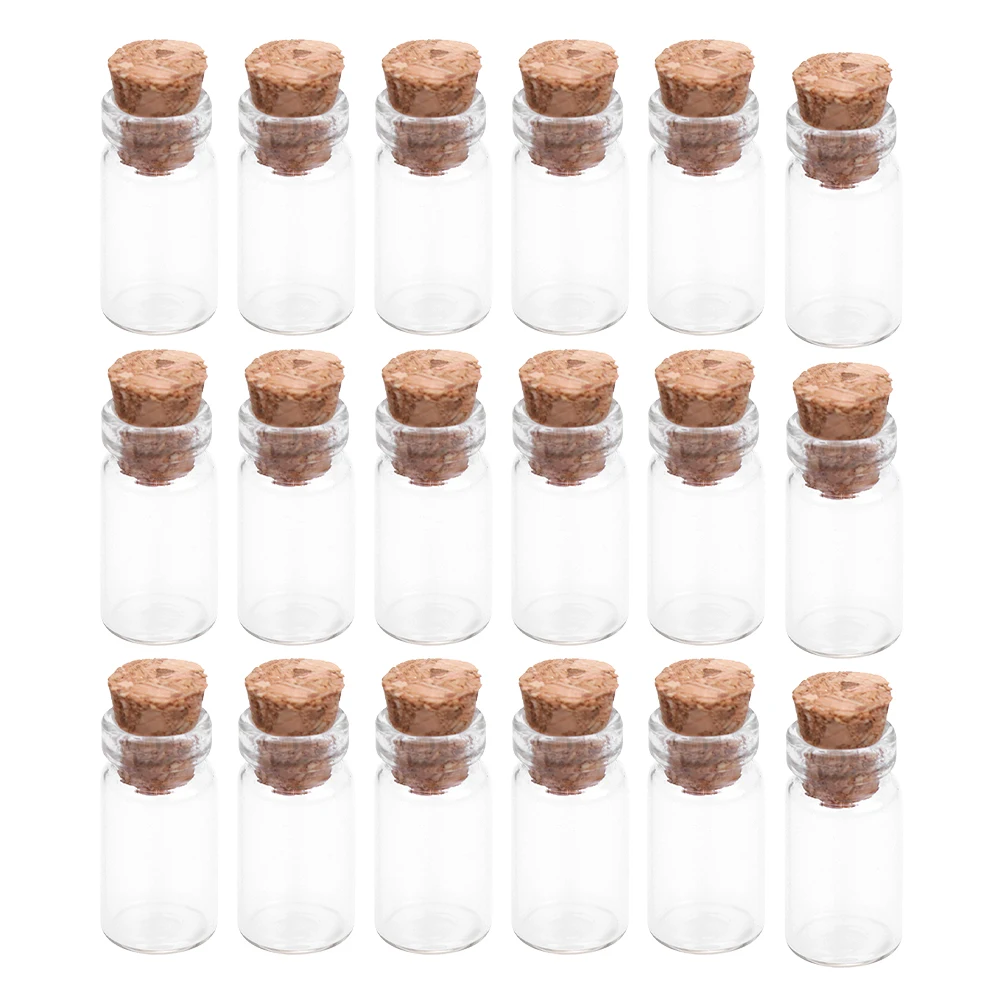 50 PCS Mini Cork Glass Bottle Water Wishing Bottles Clear Decorative Decorate Corked Wooden Tiny Jars Small Stoppers