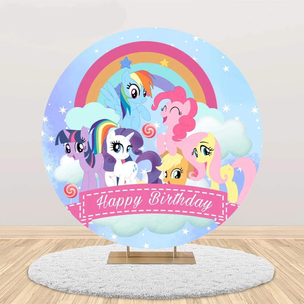 Hasbro My Little Pony Round Backdrop Birthday Party Decor Supplies Photo Photography Background Kids Props Baby Shower Banner