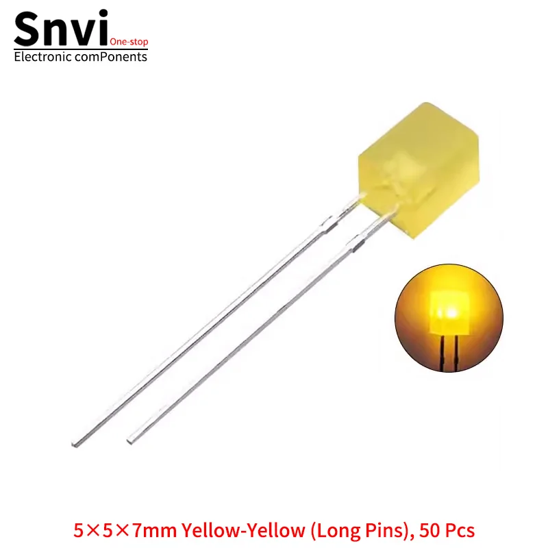 557 Square Light-Emitting Diode (LED), 5×5×7mm Square Through-Hole Power LED Indicator Light