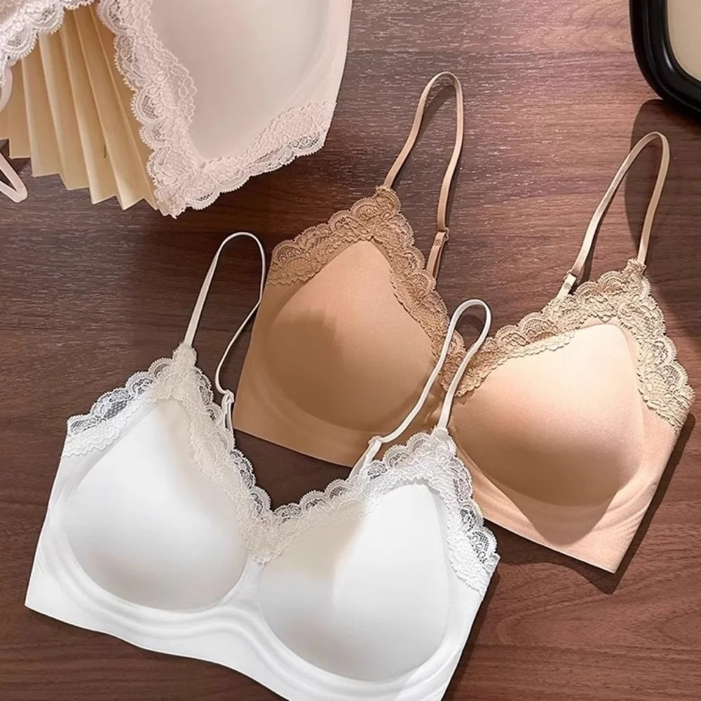 

Traceless Wireless Deep V Bra Close-fitting Shockproof Lace Brassiere for Women Anti-sagging Lingerie Seamless Bras Yoga