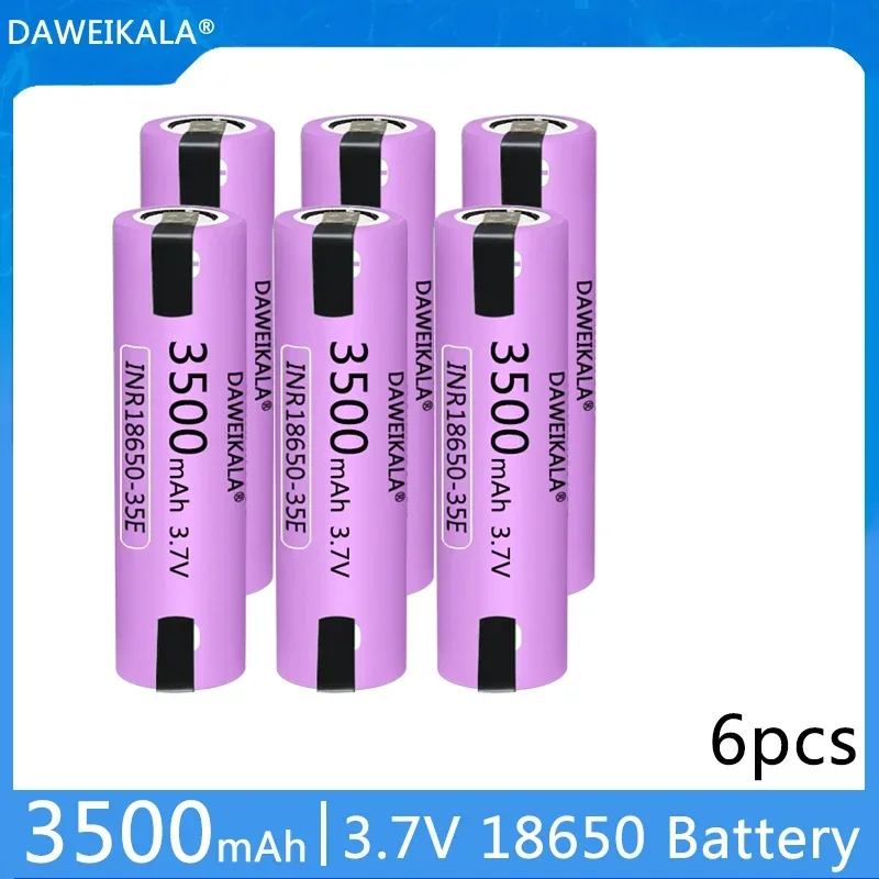 18650 35E 3500mAh 20A High Discharge Rechargeable Li-ion Battery with DIY Nickel Tabs, for High-Power Flashlight, Vape, Tools