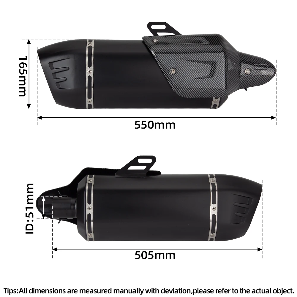Motorcycle Exhaust Modify Universal 51mm Stainless Escape Muffler For Adventure Moto 800X Pro DS900X TRK552X 700MT F900GS VSTROM