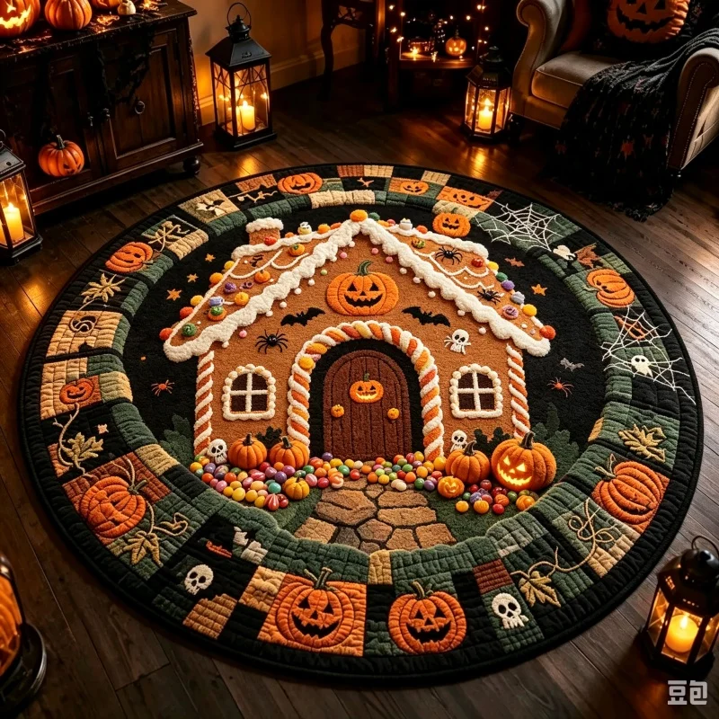 Magic Potion Witchcraft Halloween Round Rug, Spooky Printed Circular Floor Carpet, Indoor Home Decor