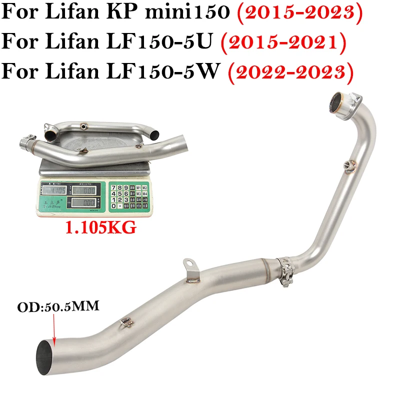 

For Lifan KP mini150 LF150-5U LF150-5W 2015 - 2023 Motorcycle Exhaust Escape Systems Modify Front Link Pipe Connect 51mm Muffler