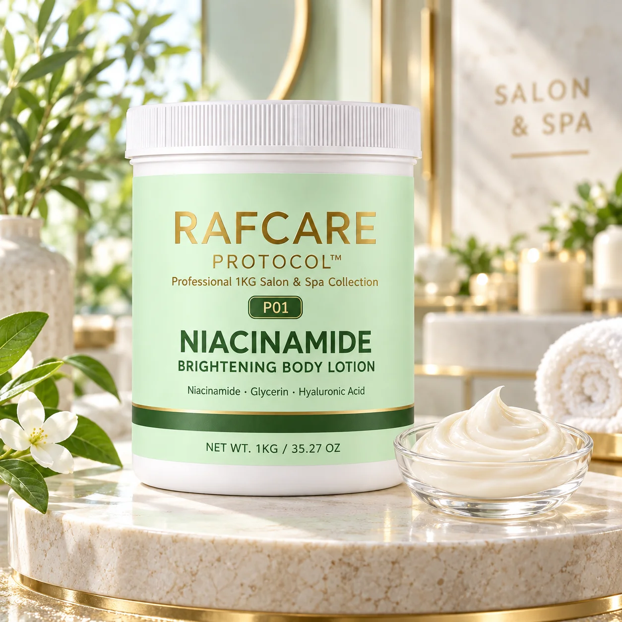 1KG Niacinamide Brightening Body Lotion for Professional Salons And Spas Moisturizer Wholesale OEM Private Label RAFCARE