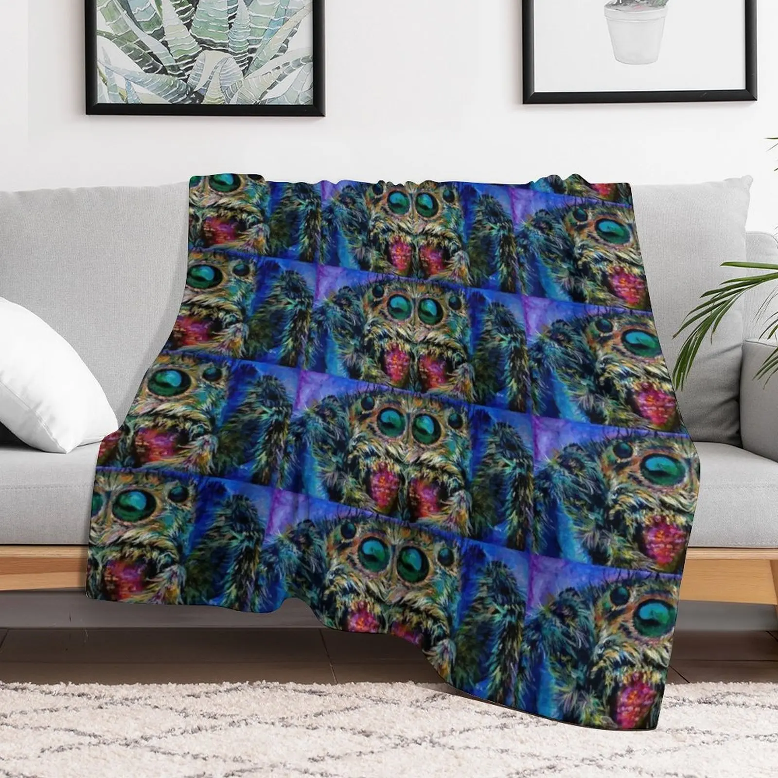 Vincent the Jumping Spider Throw Blanket