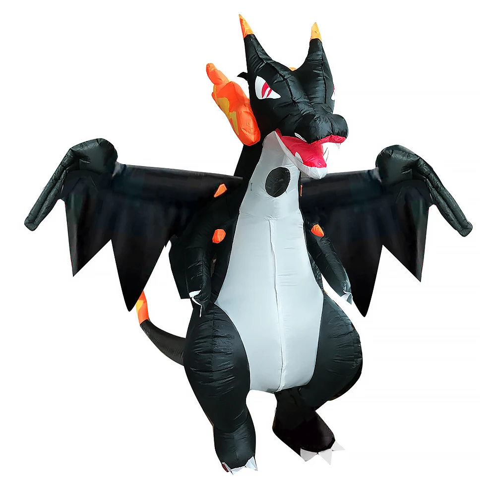 

Надувной черный летающий дракон, карнавальный костюм для взрослых, ролевая вечеринка, Хэллоуин, динозавры, забавные украшения