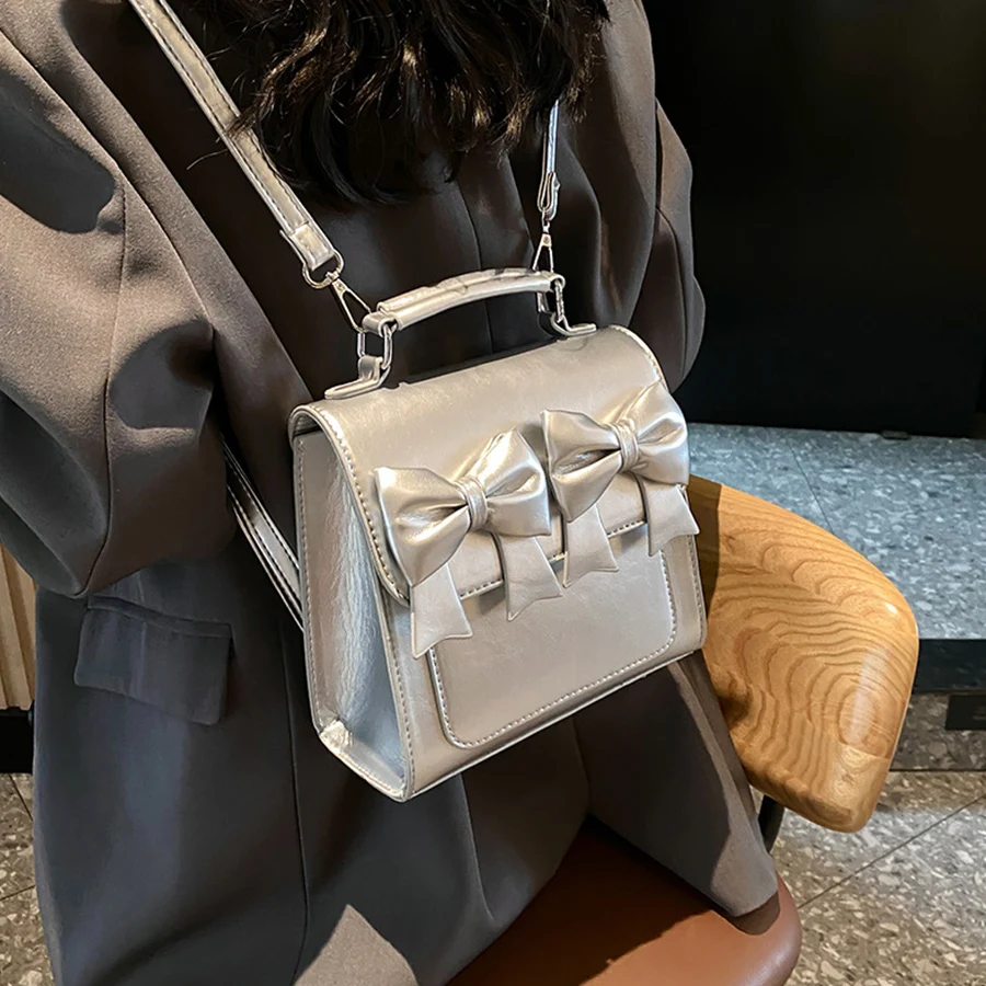 Women Bowknot Backpack Soft Pu Leather Casual Multifunctional College Capacity Shoulder Bag Trave Handle School Bag Mochila Sac